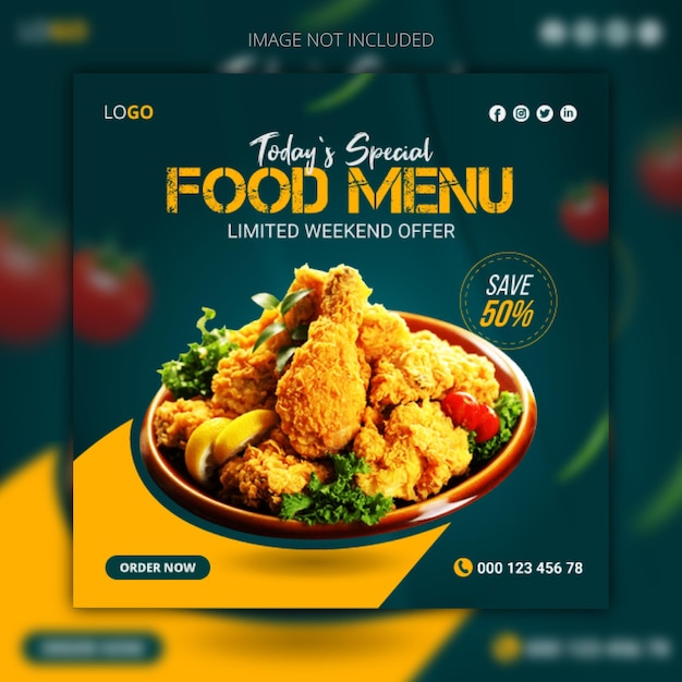 Vector super delicious food menu and restaurant social media or instagram banner post template