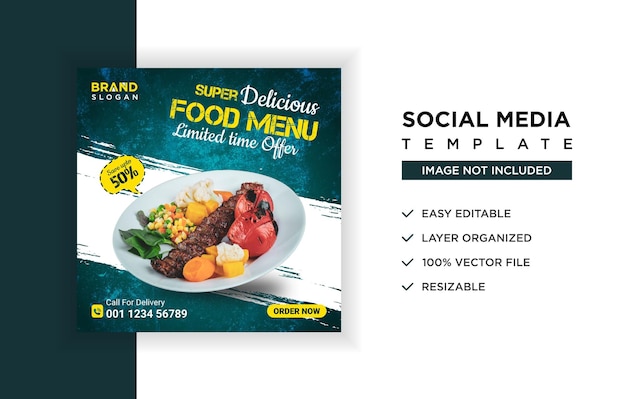 Super delicious food menu social media banner