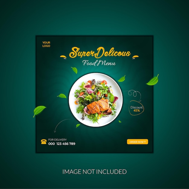 Super delicious food menu social media post design