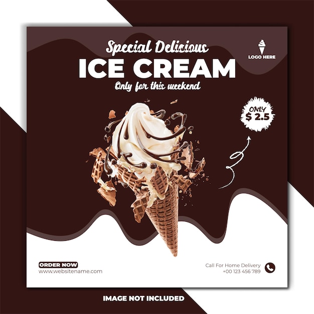 Vector super delicious ice cream social media post template