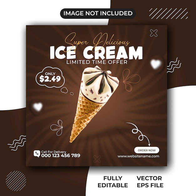 Super delicious ice cream social media post, web banner post and facebook cover design template