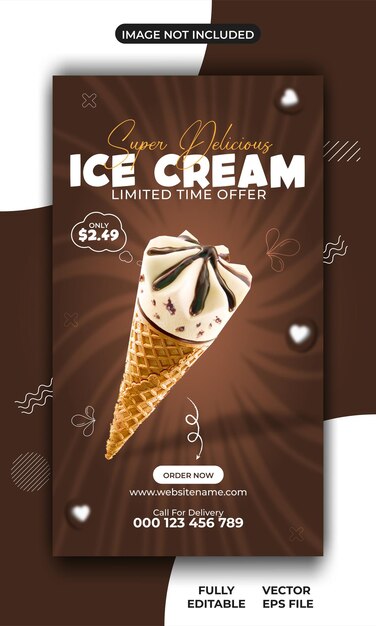 Super delicious ice cream social media post, web banner post and facebook cover design template