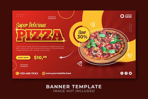 Vector super delicious pizza food banner template