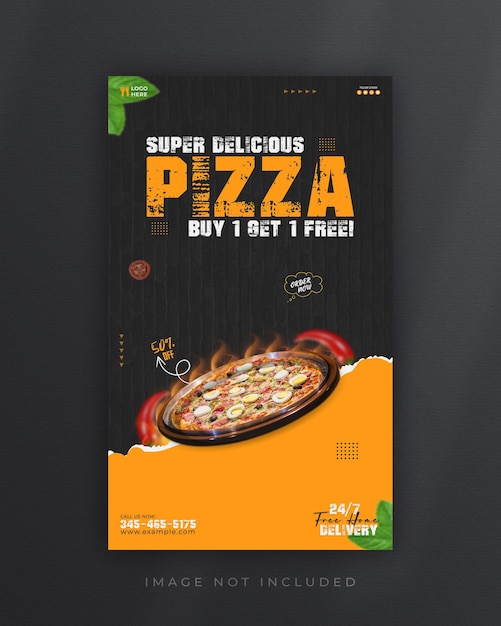 Vector super delicious pizza instagram or facebook story template