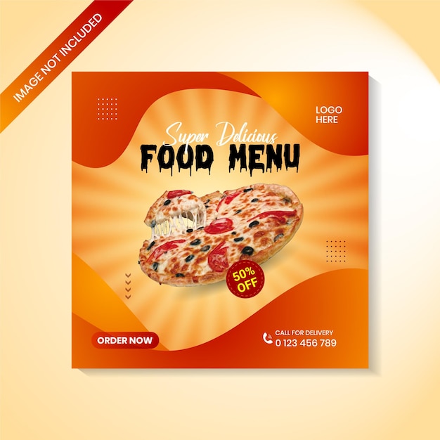 Супер вкусная пицца продвижение в социальных сетях facebook баннер и дизайн шаблона поста в instagram
