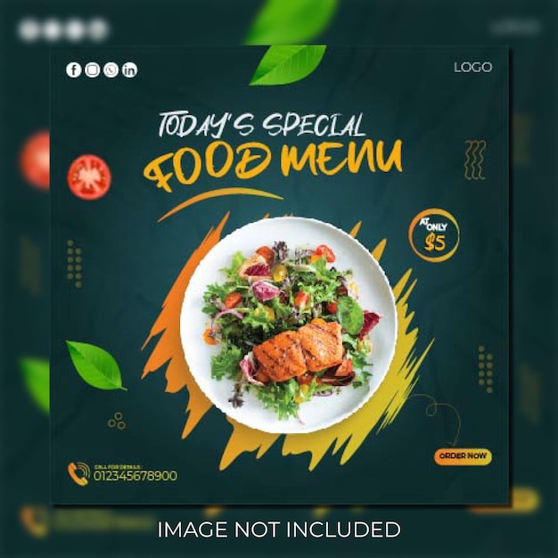 Super delicious special restaurant food menu or social media post