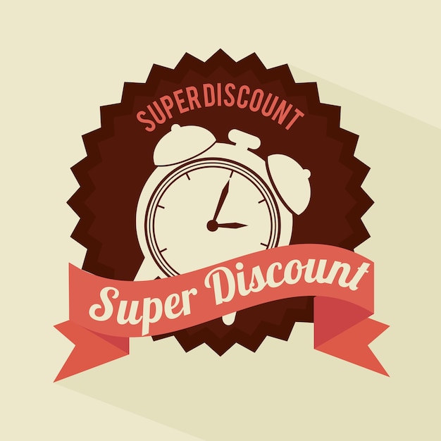 super discount clock brown sticker banner design 