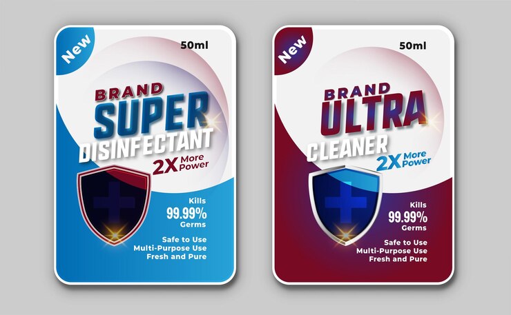 Vector super disinfectant and ultra cleaner label template