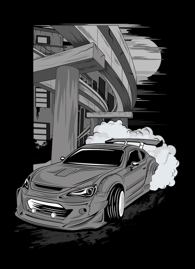 スーパードリフトカーカスタムエンジンイラスト