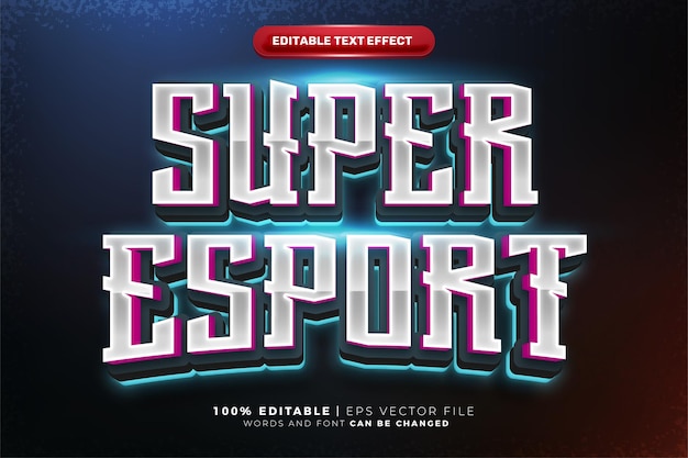 Vector super esport gloed filmisch 3d bewerkbaar teksteffect