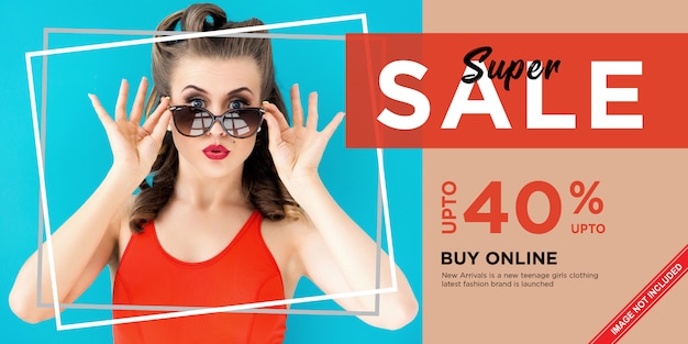 Vector super fashion sale banner ontwerpsjabloon