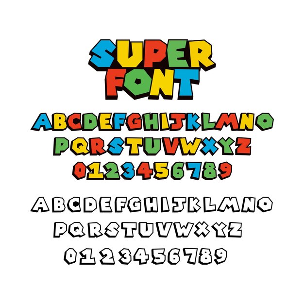 Vector super font colorful of modern abstract alphabet vector illustration