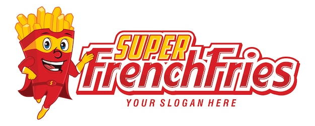 Super French Fries Logo Cartoon - Vector