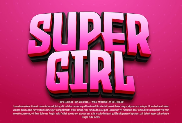 Super girl bewerkbaar teksteffect