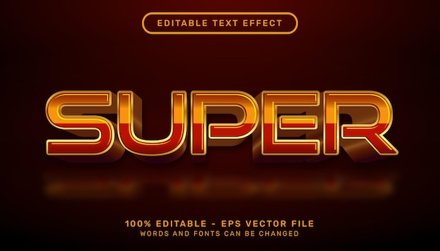 Vector super gold color 3d text effect and editable text effect