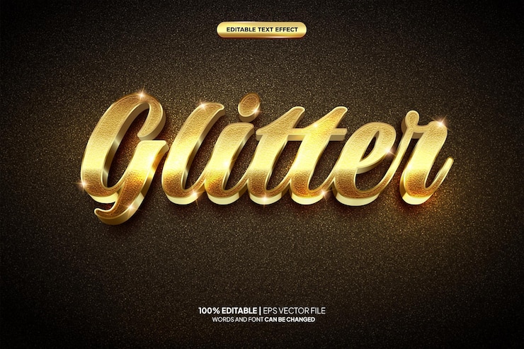 Vector super golden glitter 3d editable text effect style template 300424