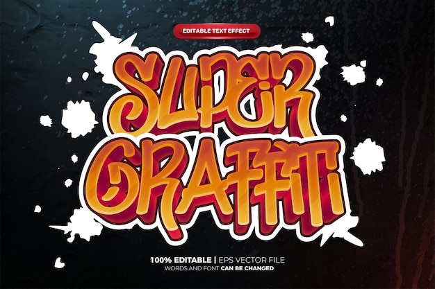 Super graffiti-muursjabloon 3d bewerkbaar teksteffect