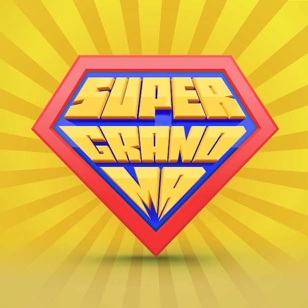 Super grand mom. grandmother logo. grandmother day concept. grandma superhero. national grandparents day. elderly people. fun typography.