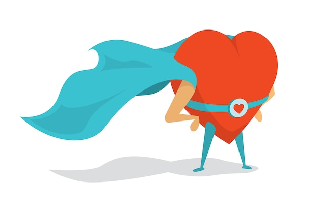 Super heart love hero wearing a cape