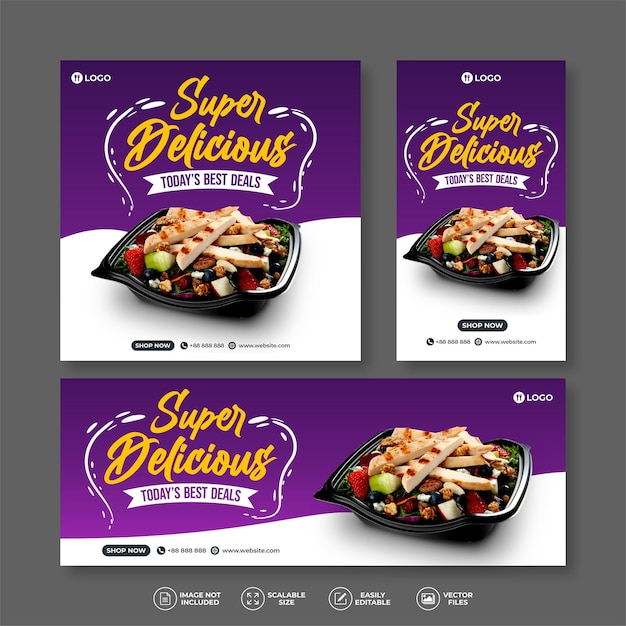 Super heerlijk voedsel menu beste restaurant banner bundel set voor social media post en verhaal sjabloon vector sjabloon