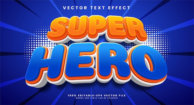 super hero 3d editable text effect with orange and blue color suitable for battle themes