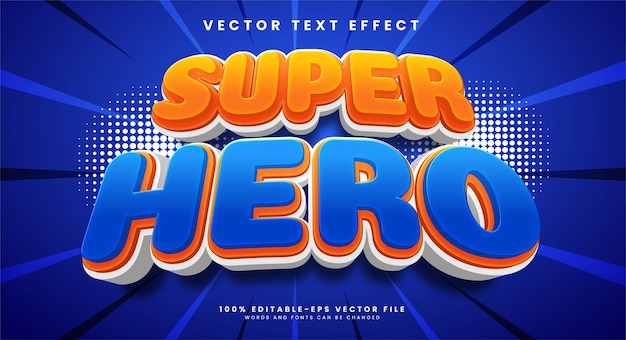 Super hero 3d editable text effect with orange and blue color suitable for battle themes