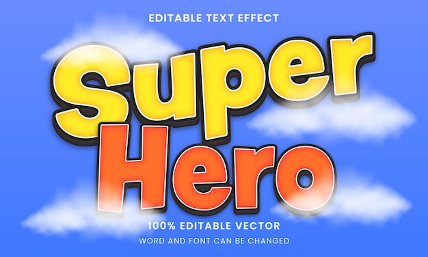 Vector super hero comic cartoon tittle 3d editable text effect style