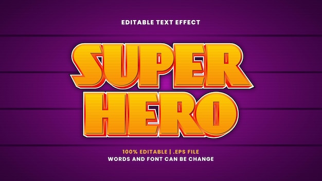 Super hero editable text effect in modern 3d style