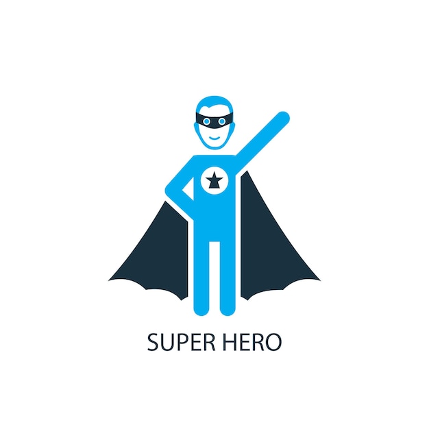 Super hero icon. logo element illustration. super hero symbol design from 2 colored collection. simple super hero concept. can be used in web and mobile.