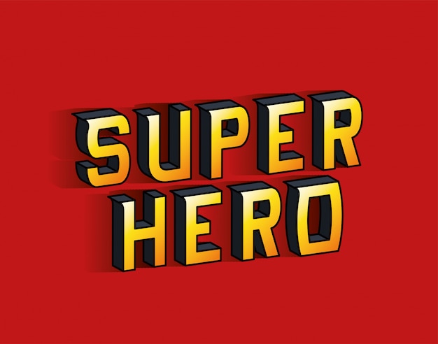 Super hero lettering on red background design, typography retro and comic theme