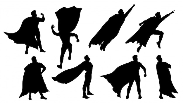 Super hero silhouette set