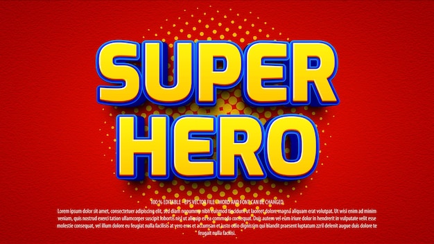 Vector super heroes comic 3d style editable text effect