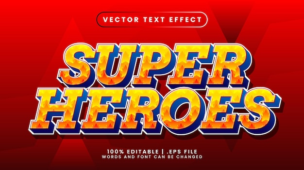 Vector super heroes editable text effect with orange and blue text style