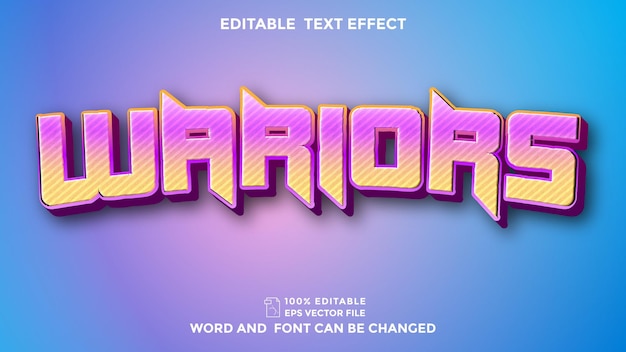 Super heroes sWarior 3d text style effect editable illustrator text style