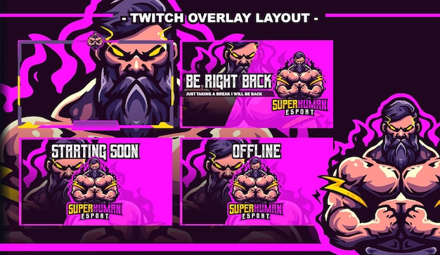 Super human muscle gym esport design del layout di gioco contrazione dello streamer