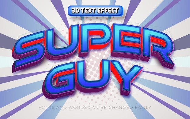 Super kerel komische stijl 3D bewerkbaar teksteffect