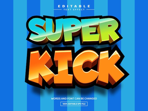 Super kick 3D editable text effect template