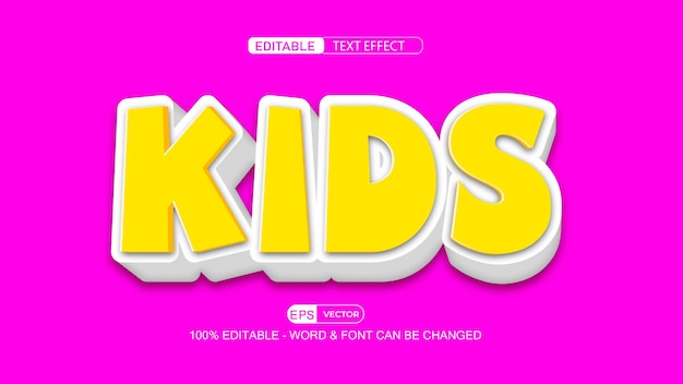 Super kids 3d editable text effect vector template