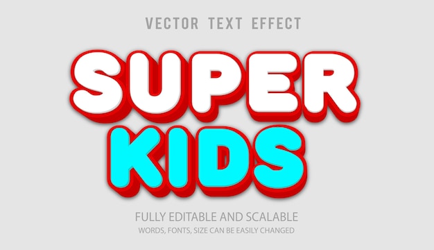 Super Kids 3d Editable Text Effect Vector With Cute Background