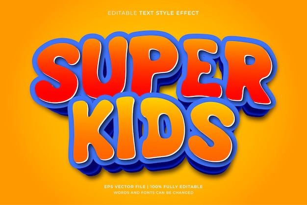 Vector super kids text effect - editable text effect