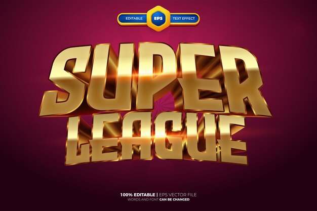 Vector super league esport team 3d editable text effect style