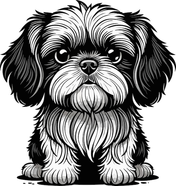 Vector super and lovely shih tzu puppy art