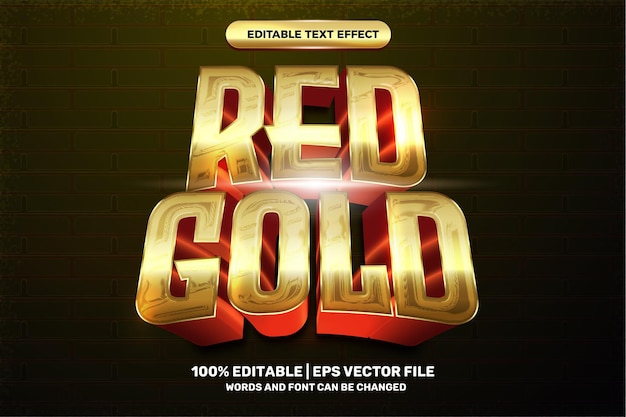 Super luxury red gold 3d editable text effect style