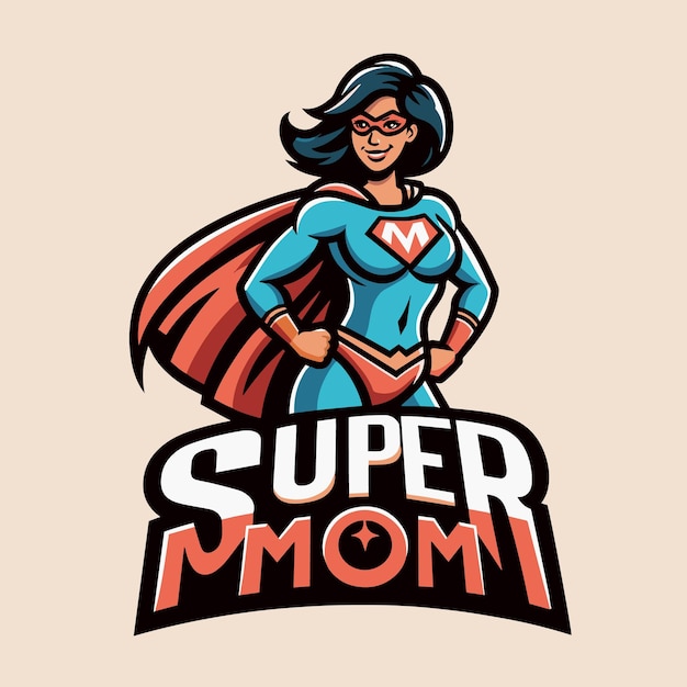 Vettore super mamma logo di supermamma concetto di giorno della madre madre supereroe