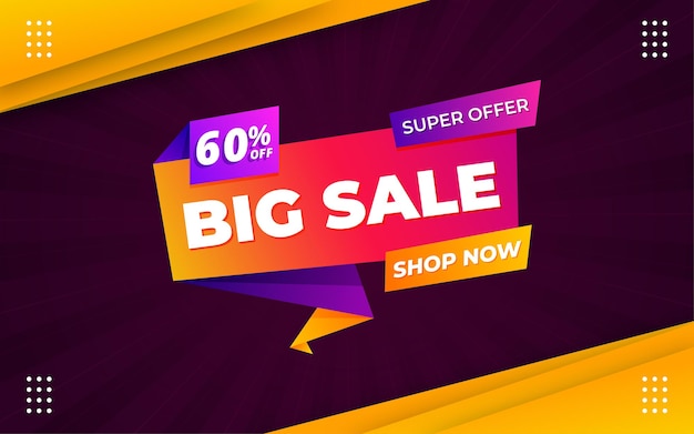 Vector super offer big sale banner design template with 3d editable text effect