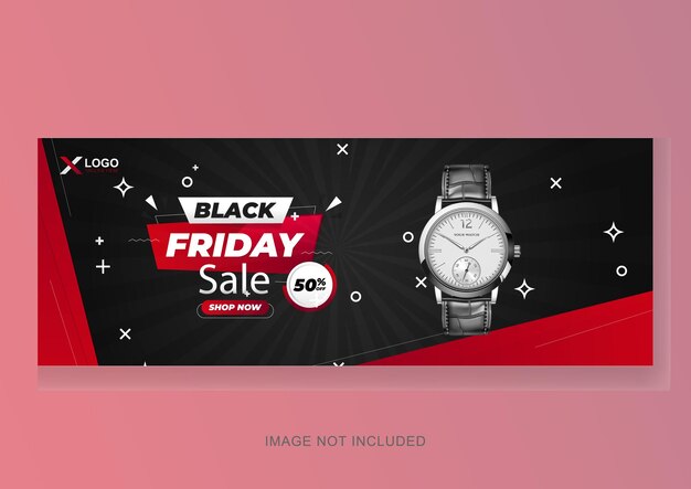 Vector super offer black friday facebook cover and web banner design template