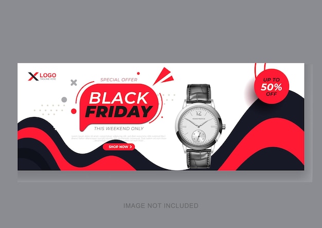 Vettore super offerta black friday copertina facebook e modello di progettazione banner web