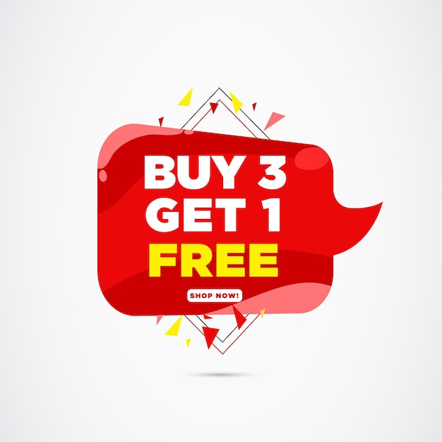Super offer buy 3 get one free sale banner special banner with text effect