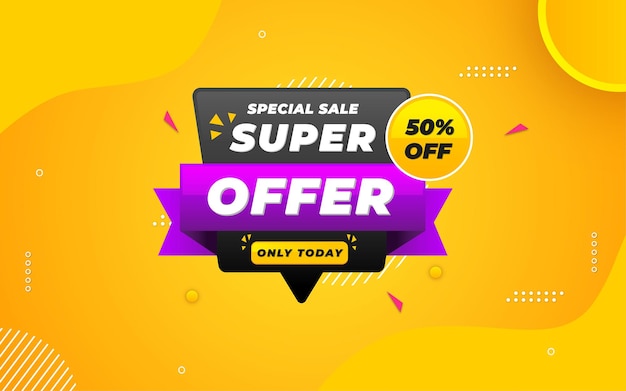 Super Offersale poster, sale banner design template with 3d editable text effect