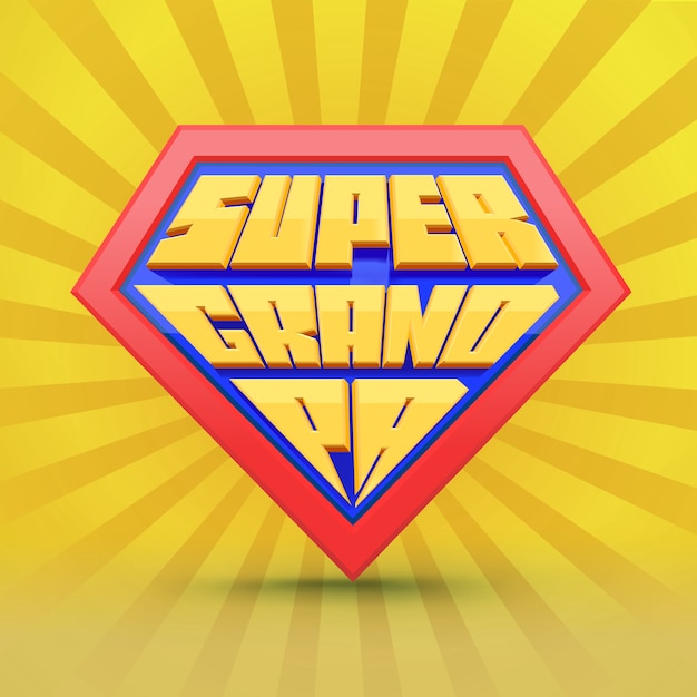 Super opa. Opa. Grootvaderdag concept. Opa superheld. Nationale grootouders dag. Oudere mensen. Leuke typografie.